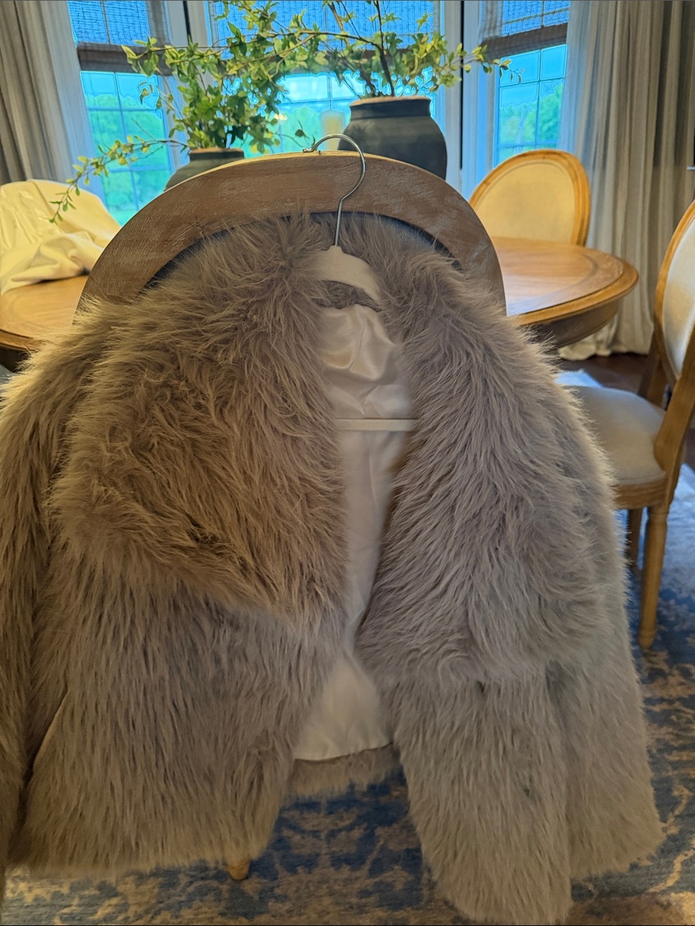 Luxury Taupe Faux Fur Women's Jacket - Elegant Cozy Coat